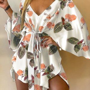 Trendy Chic Floral Asymmetrical Front Tie Mini Dress 🌴 🍹 🌞🍹 🌴